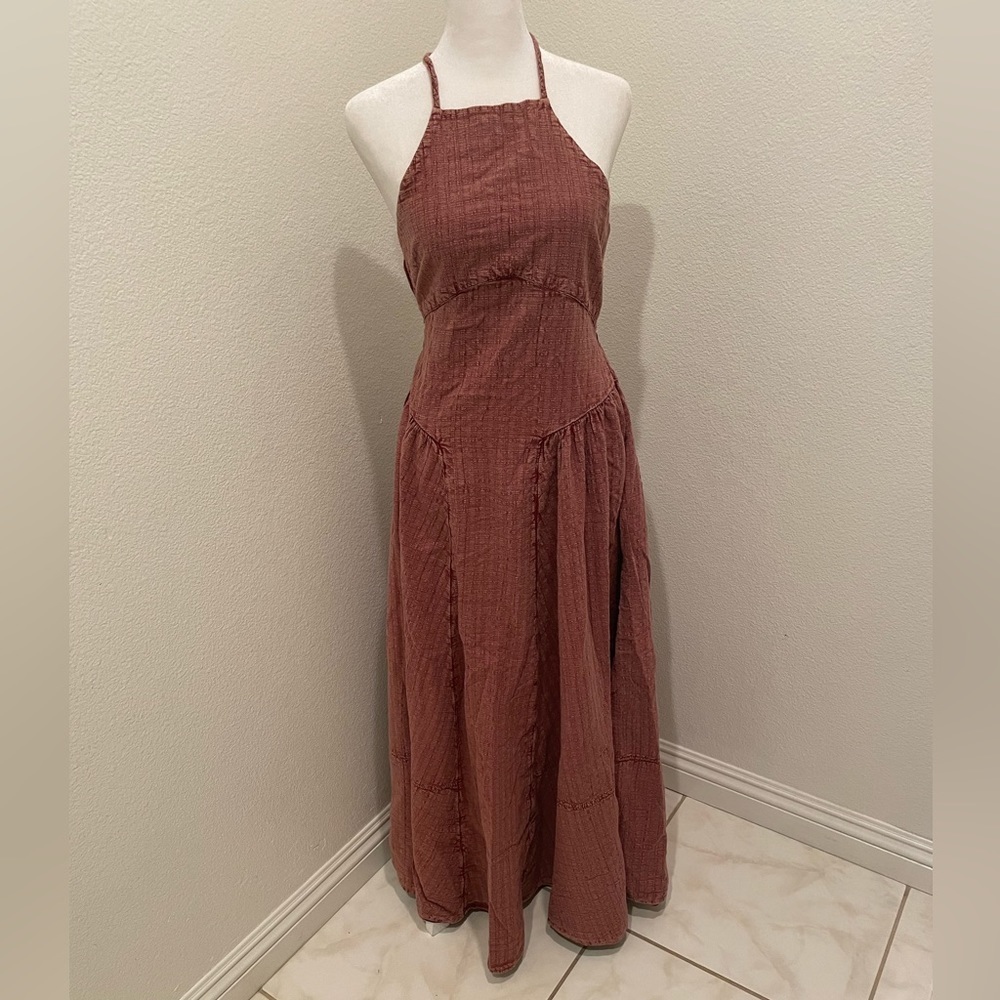 NWT Womens Free People Long dress Burgundy 100 % cotton Size XS​​​